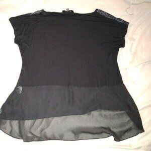 B.L.U.E. women's PXL Black Pull On Top Shiny Neckline Dressy